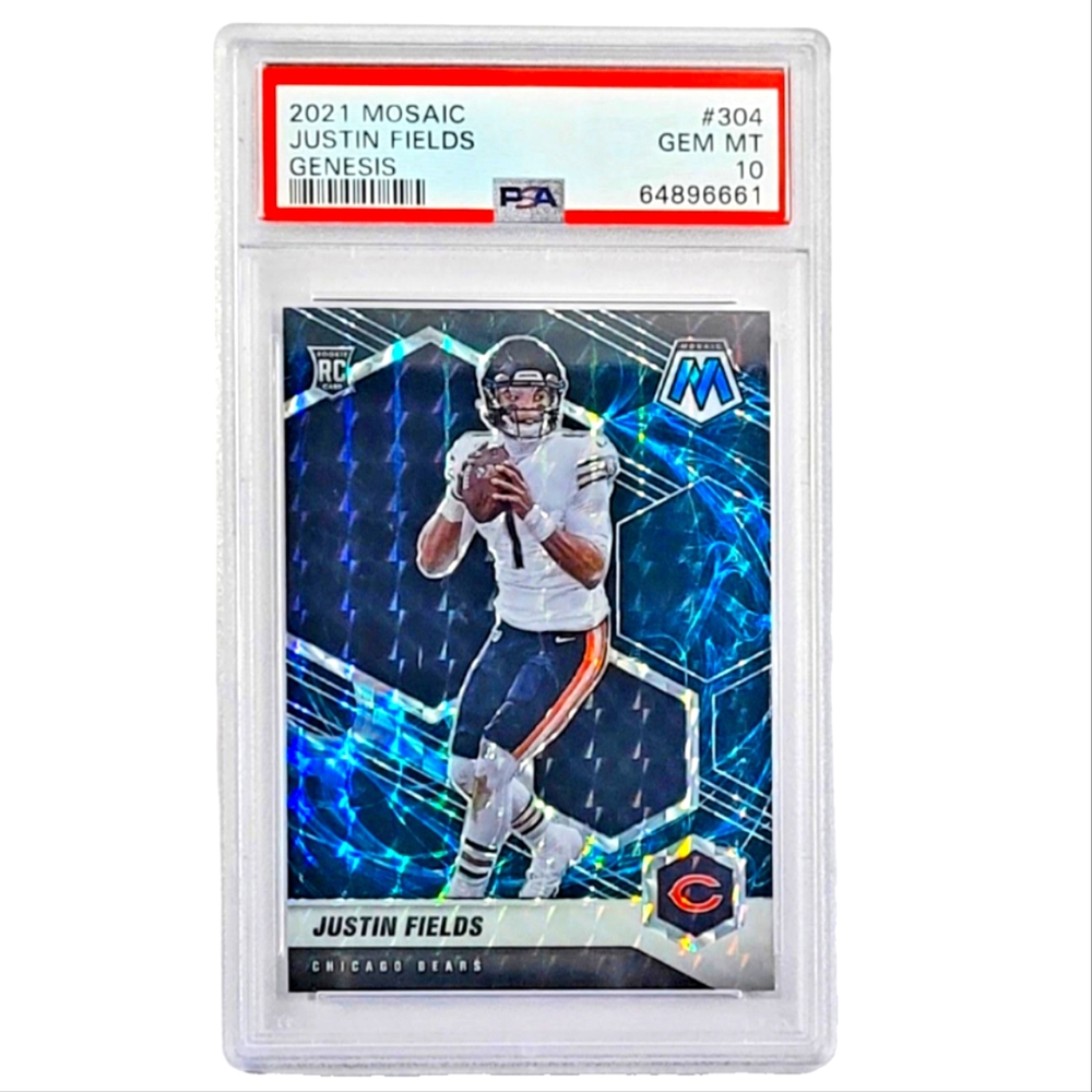 Justin Fields RC SP 2021 Mosaic Rookie Genesis Prizm #304 PSA 10 Steelers Bears